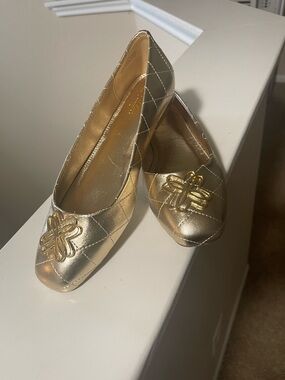 Lilly Pulitzer Metallic Gold Quilted Ballet Flats